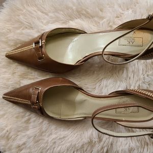 Anne Klein Taupe Sling-back Pumps